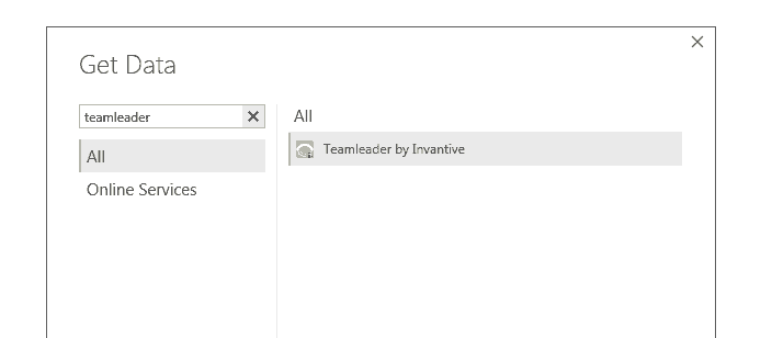 Choose the Teamleader connector from the many included connectors for Power BI